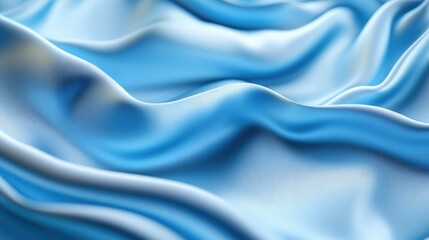 Obraz premium A smooth blue cloth rippling with soft waves in a 3D-rendered scene, showcasing an abstract flow and texture