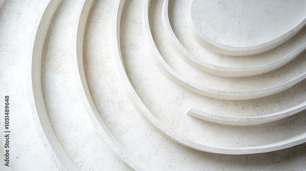 Poster curved white concrete layers creating a modern architectural design in a minimalist space