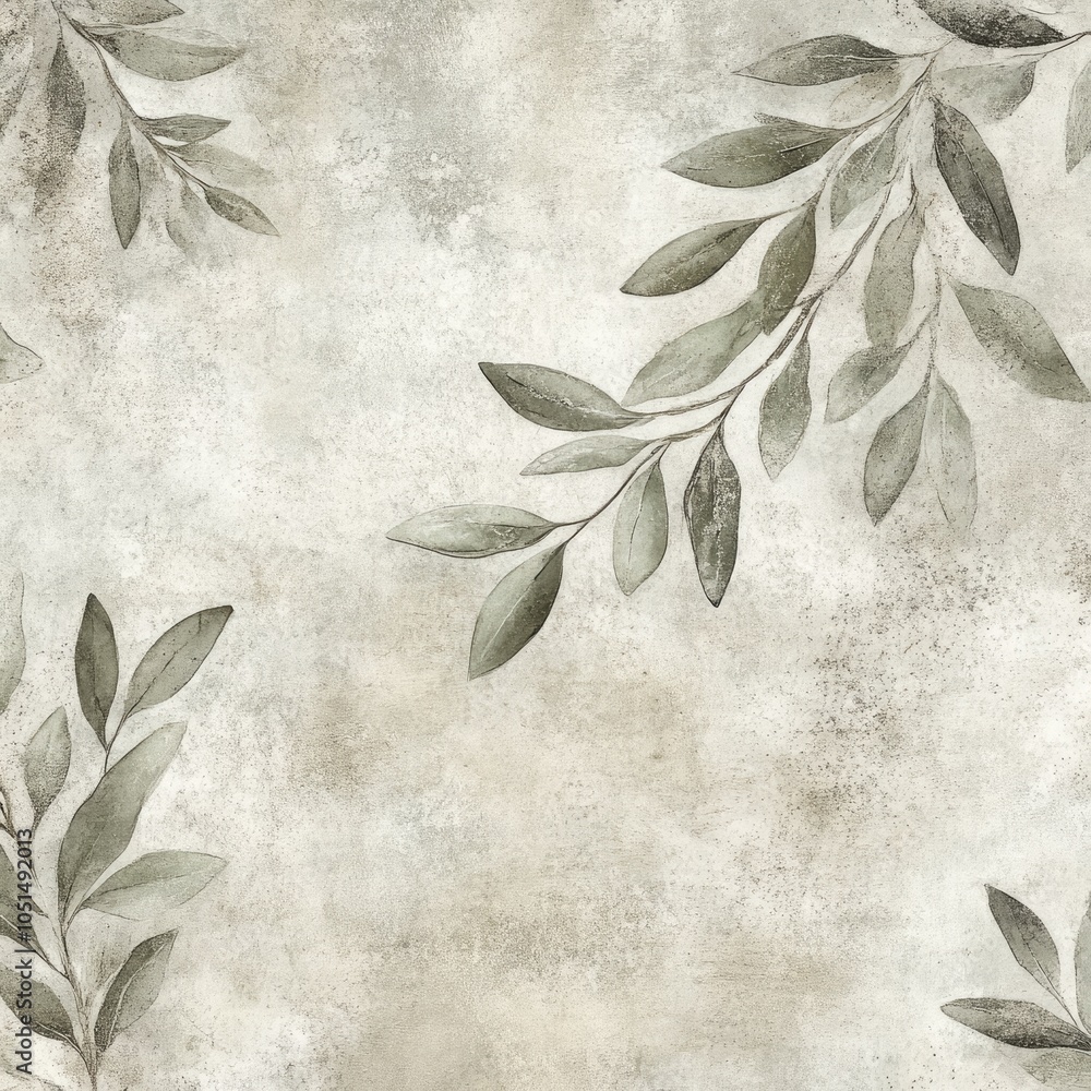 Poster delicate olive leaf pattern for seamless textiles