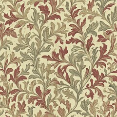Detailed Olive Leaf Motif in Repeating Pattern