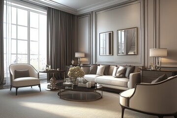 Elegant and tastefully furnished room in a modern home setting.