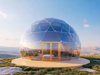 Futuristic Solar-Powered Dome Home with Transparency
