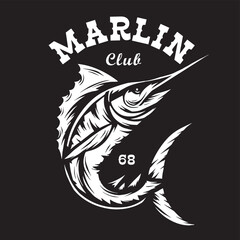 Vintage illustration of marlin fish logo