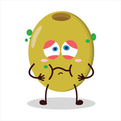Obraz premium cute sick expression of olive character