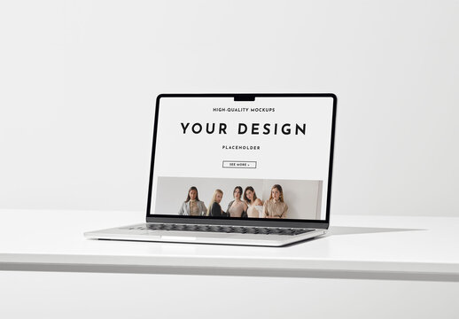 Mockup Of Laptop With Customizable Monitor