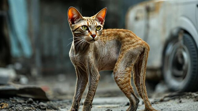Alert Urban Cat on the Street