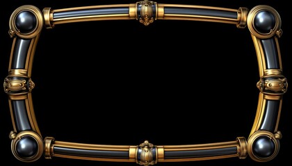 Ornate Gold and Black Frame with Pearl Accents