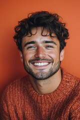 Fototapeta premium Cheerful gay man smiling in a studio, Generative AI