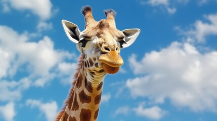 Fototapeta premium Giraffe Portrait Against Blue Sky