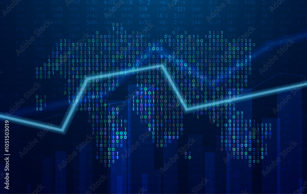 Poster abstract infographic visualization. financial chart with uptrend line graphs and candlesticks. futur