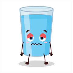 cute grumpy expression glass of water character