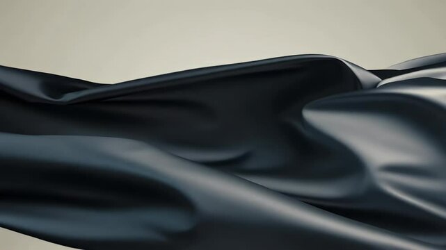 elegant motion black satin fabric background that smoothly flutters wind delicate qualities silk seamless 3D digital animation 4K texture clothes textile drapery wave silky curve