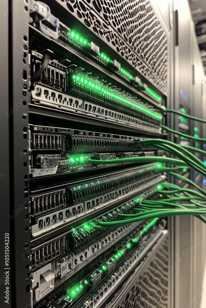 Poster advanced network servers with illuminated connections showcase the technology powering smart cities 