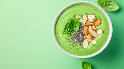 Fresh Smoothie Bowl with Spirulina and Almonds
