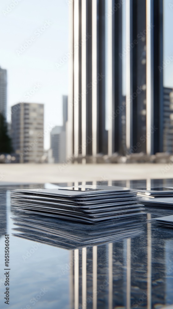 Poster modern urban reflection with architecture in background