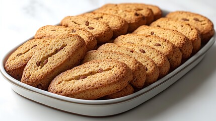 Delicious Almond Biscotti Cookies in a White Bowl