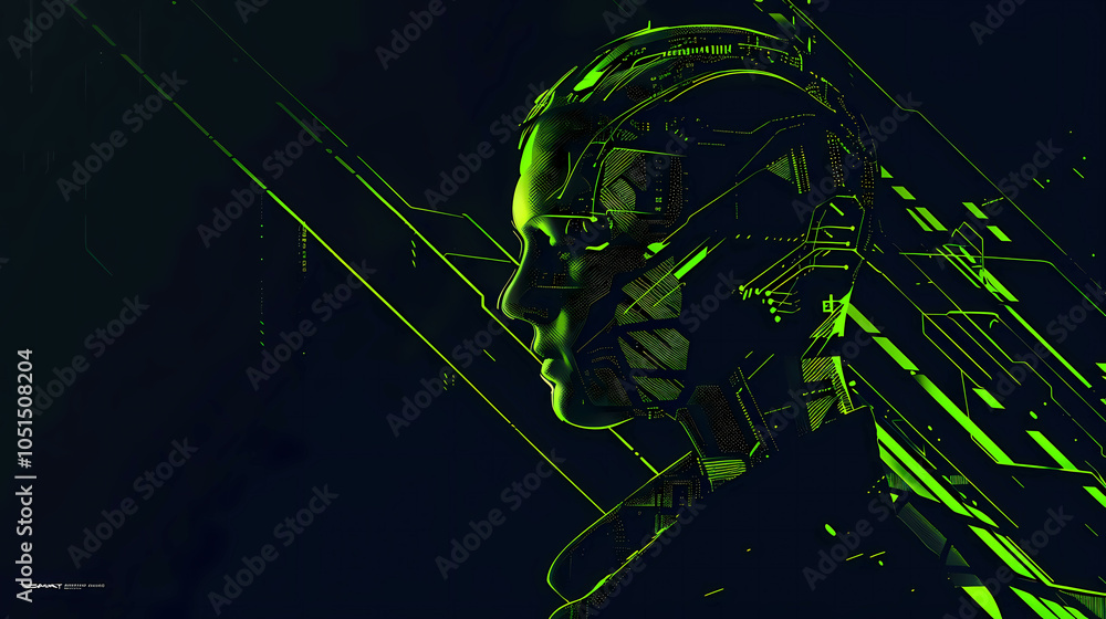 Poster a cybersecurity image with a digital figure in a hooded sweatshirt stands in a dark, digital environ