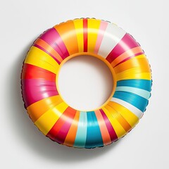 Obraz premium Vibrant Swim Ring on White Background