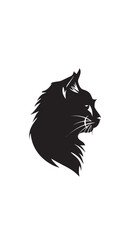 cat head silhouette logo design template , black silhouettes isolated on white background