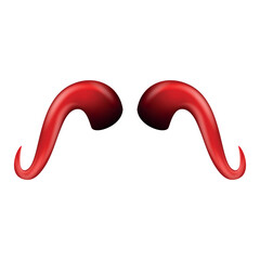 Red devil horns against a white background, perfect for Halloween costume accessories or themed events and parties at any time of the year
