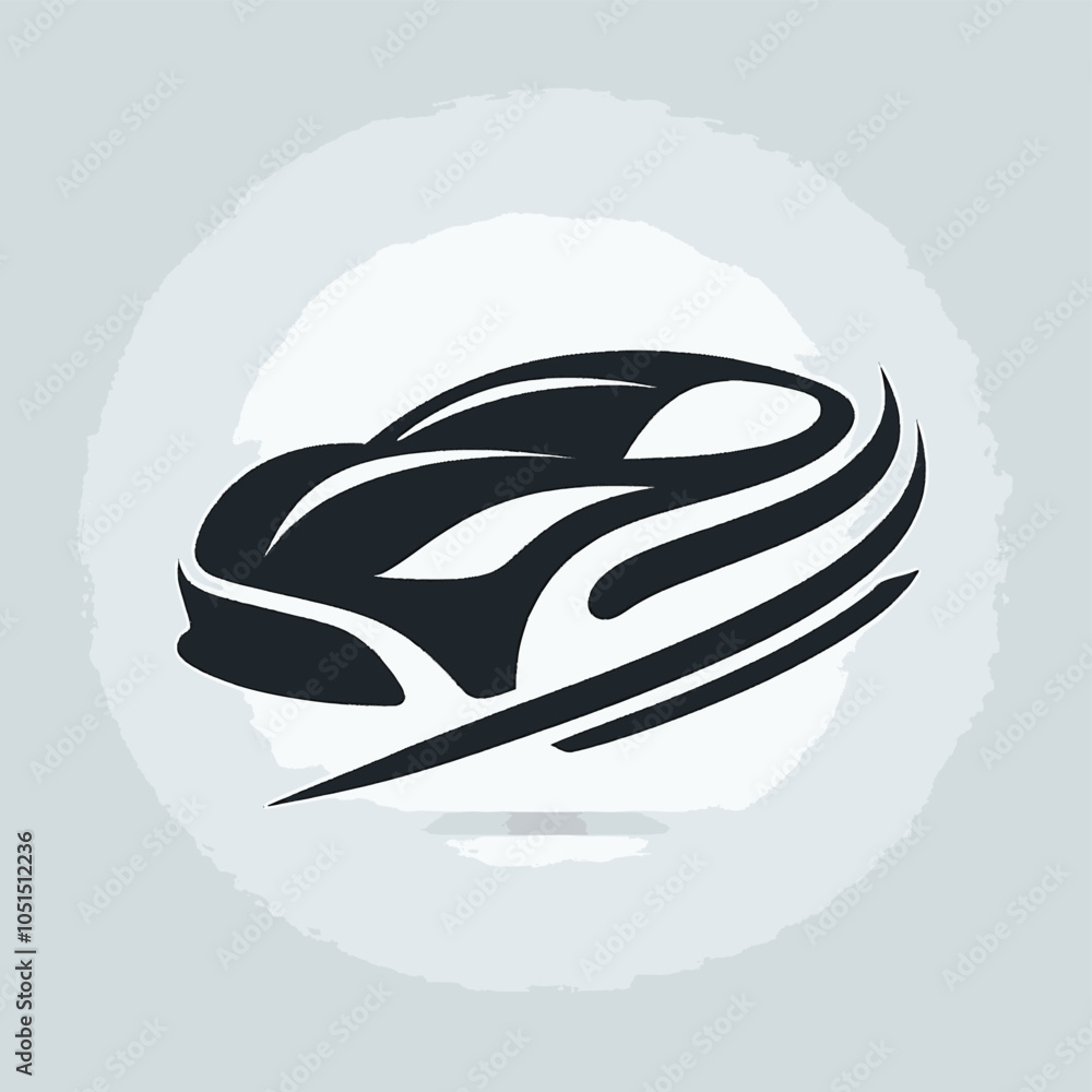 Poster abstract car design logo icon vector illustration. a black and white silhouette of a stylized car wi