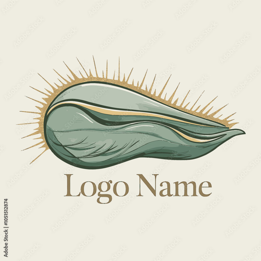 Aufkleber seashell logo design with golden rays. 