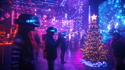 Obraz premium Group VR Christmas Experience with Lights