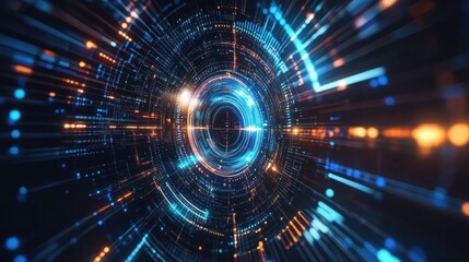 Obraz premium Vortex of digital data with vibrant electric colors