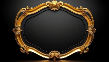 Ornate Golden Frame with Black Background