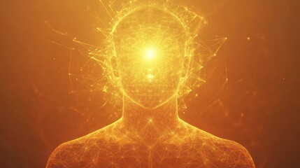 Illuminated abstract figure with radiant light source