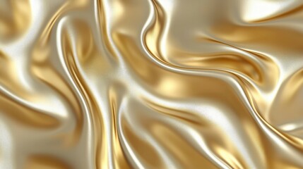 Obraz premium Smooth gold satin fabric with elegant folds and shine, luxury texture, Ai Generation