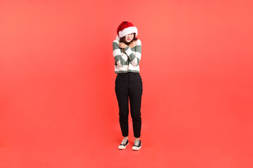 Woman wearing Santa hat