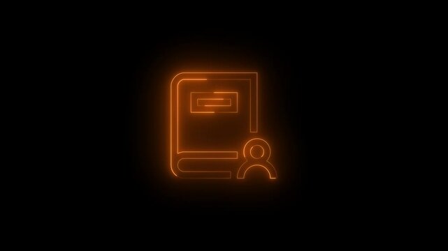 Neon lex icon glowing black background animation