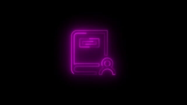 Neon lex icon glowing black background animation