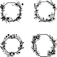 Obraz premium invitation wedding floral&nbsp;invitation wedding greenery&nbsp;invitation wedding modern black and white