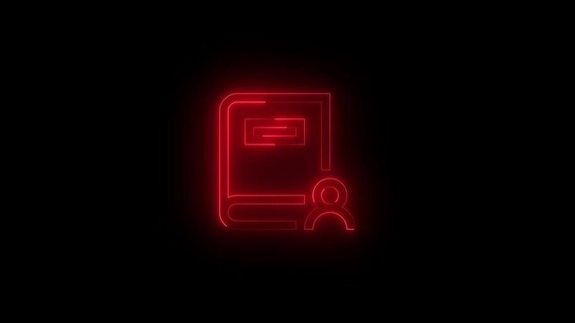 Neon lex icon glowing black background animation