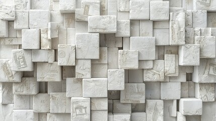 A strong fortress wall made from blocks of cash and coins on a white background, representing financial defense and profit protection.