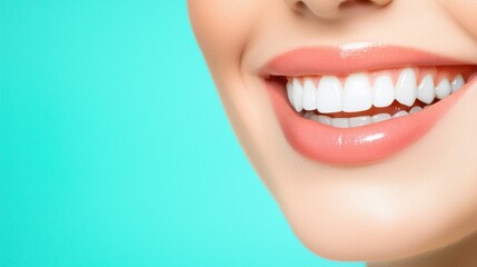 Fototapeta premium Bright Natural Smile with White Teeth Close-Up