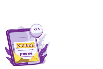 Image promotionnelle Black Friday ou soldes avec un t&eacute;l&eacute;phone affichant un code promo re&ccedil;u par SMS sur fond blanc avec espace n&eacute;gatif. Id&eacute;ale pour publicit&eacute;s, soldes et promotions en novembre.