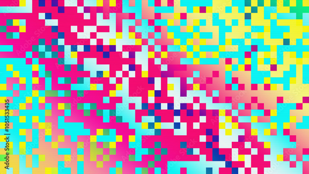 Aufkleber abstract pixelated interlaced colorful rainbow 8 bit cyber retro game glitch tv static pixel noise t