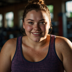 Proud and Strong Close-Up of Athletic Woman Smiling After Workout in Gym fitness journey  self-confidence
