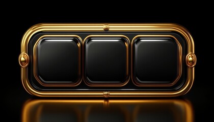Obraz premium Black and Gold Rectangular Frame with Three Empty Panels