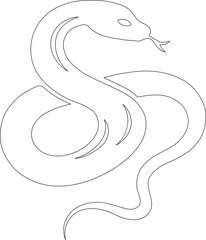 Illustration of a serpent or snake symbol of the Chinese legend. 2025 will be the year of the serpent. Just black outline