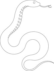 Minimalist illustration of the sixth element of the Chinese calendar. 2025 year of the snake on the Chinese calendar. Just outline