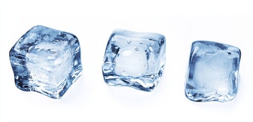 Isolated ice cubes on a white background for Adobe Stock.