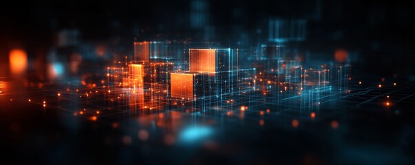 Obraz premium Abstract digital background for technology, neural networks, sound, graphics, science education