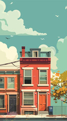 Fototapeta premium House vector flat illustration, Mortgages, Moving, New Location 