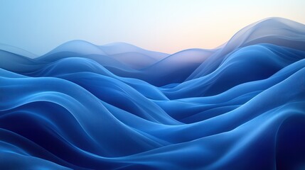 Obraz premium Abstract Blue Wavy Landscape with Fine Lines