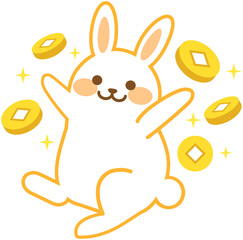 Obraz premium Chinese new year Coin Rabbit Icon 