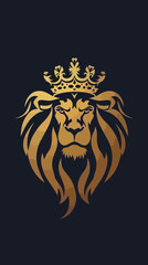 Lion and crown logo isolated background